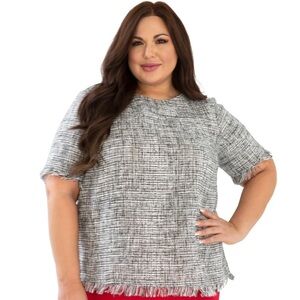 NWT Maree Pour Toi Black & White Tweed Top with Gold Metallic 26